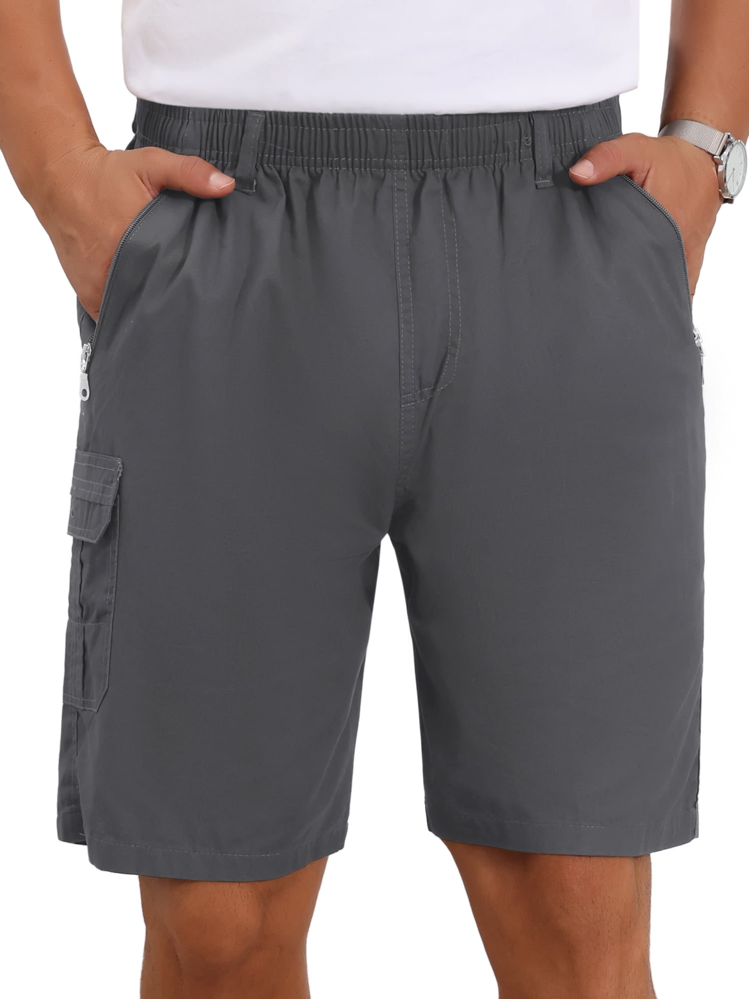 DARING DIVA Men's Cargo Shorts Cotton Zipper Pockets Hiking Short Pants 28 Dark Gray
