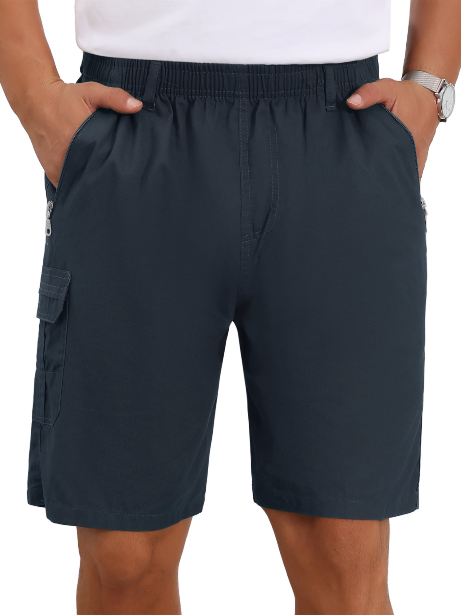 DARING DIVA Men's Cargo Shorts Cotton Zipper Pockets Hiking Short Pants 32 Dark Blue