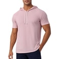 thumbnail image 1 of DARING DIVA Men's Casual Short Sleeve Pullover Drawstring Hooded T-Shirt 2XL Pink, 1 of 6