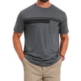 thumbnail image 1 of DARING DIVA Men's Chest Pocket Striped Print Crew Neck Short Sleeve T-Shirt 3XL Dark Gray, 1 of 7