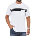 thumbnail image 1 of DARING DIVA Men's Chest Pocket Striped Print Crew Neck Short Sleeve T-Shirt M White, 1 of 7