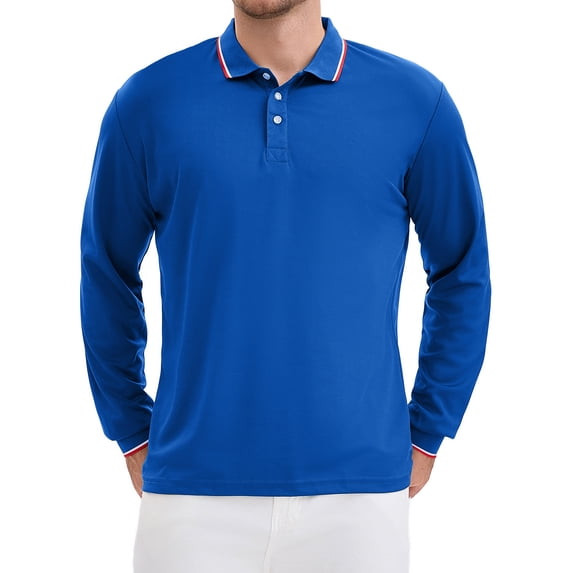 DARING DIVA Men's Classic Regular Fit Long Sleeves Business Golf Polo Shirt S Royal Blue