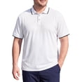 thumbnail image 1 of DARING DIVA Men's Big & Tall Shirts Casual Short Sleeve Color Block Polo Shirt 3XL White, 1 of 7