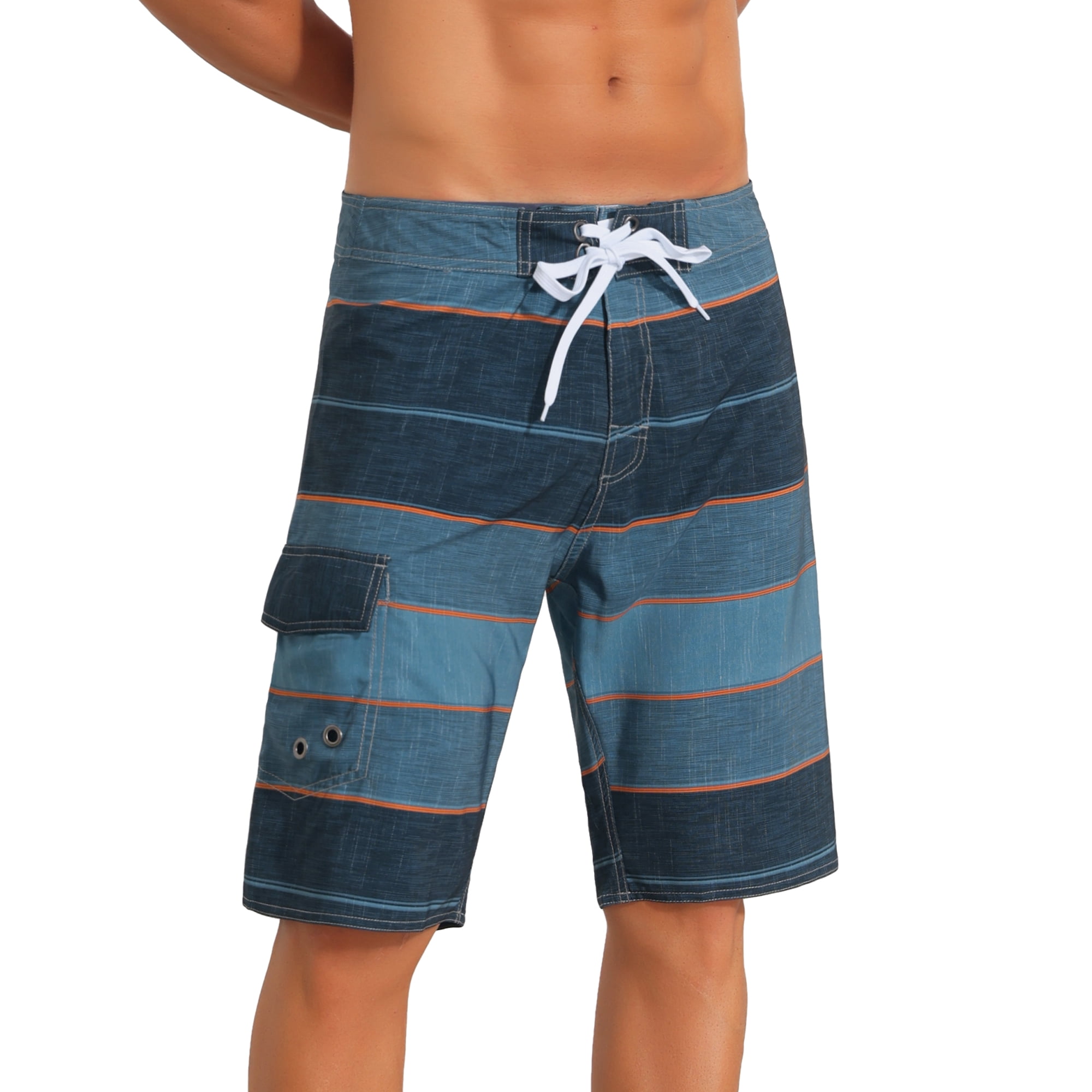DARING DIVA Men's Colorblock Beach Shorts Drawstring Shorts with Side Pocket 28 Dark Blue