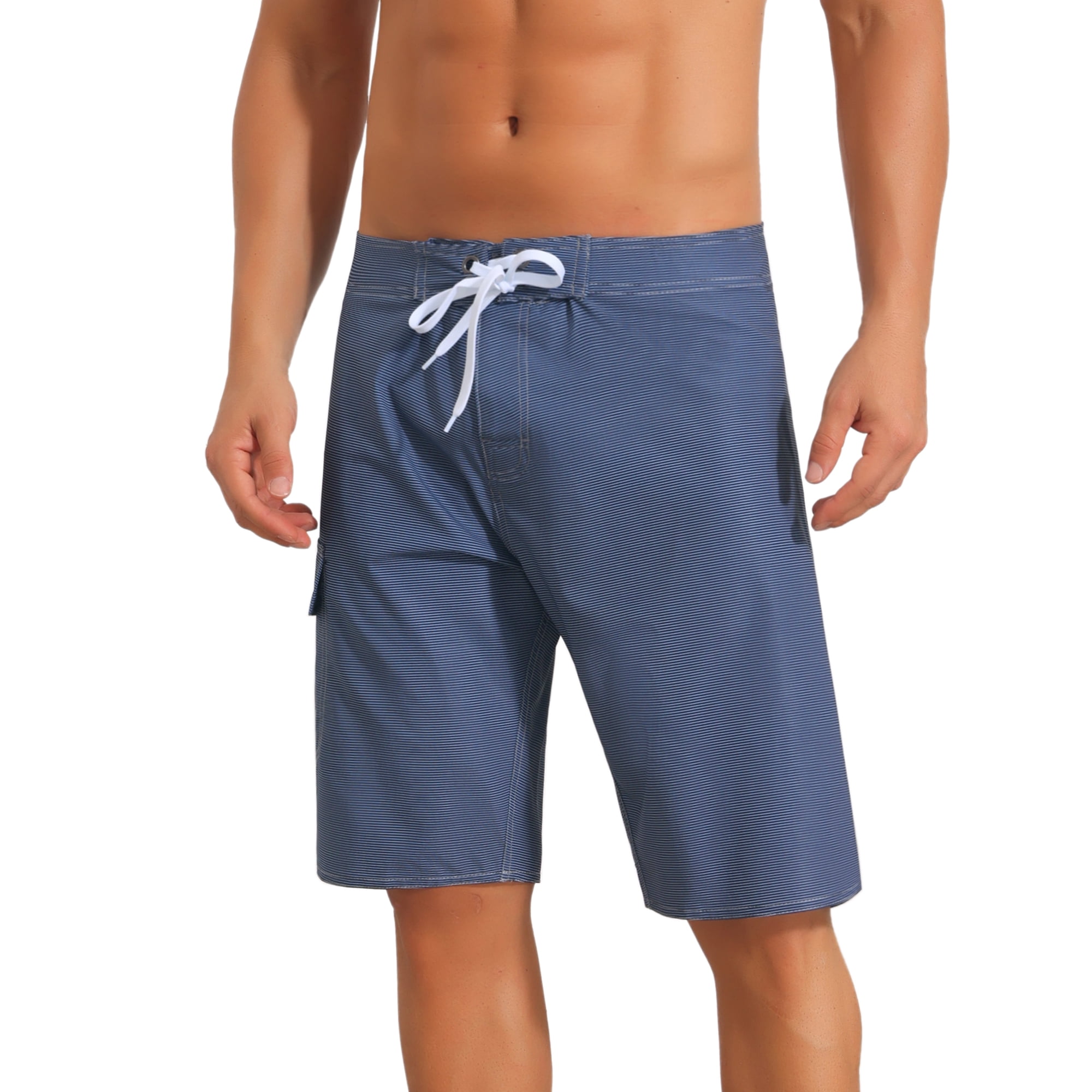 DARING DIVA Men's Colorblock Beach Shorts Drawstring Shorts with Side Pocket 30 Gray Blue