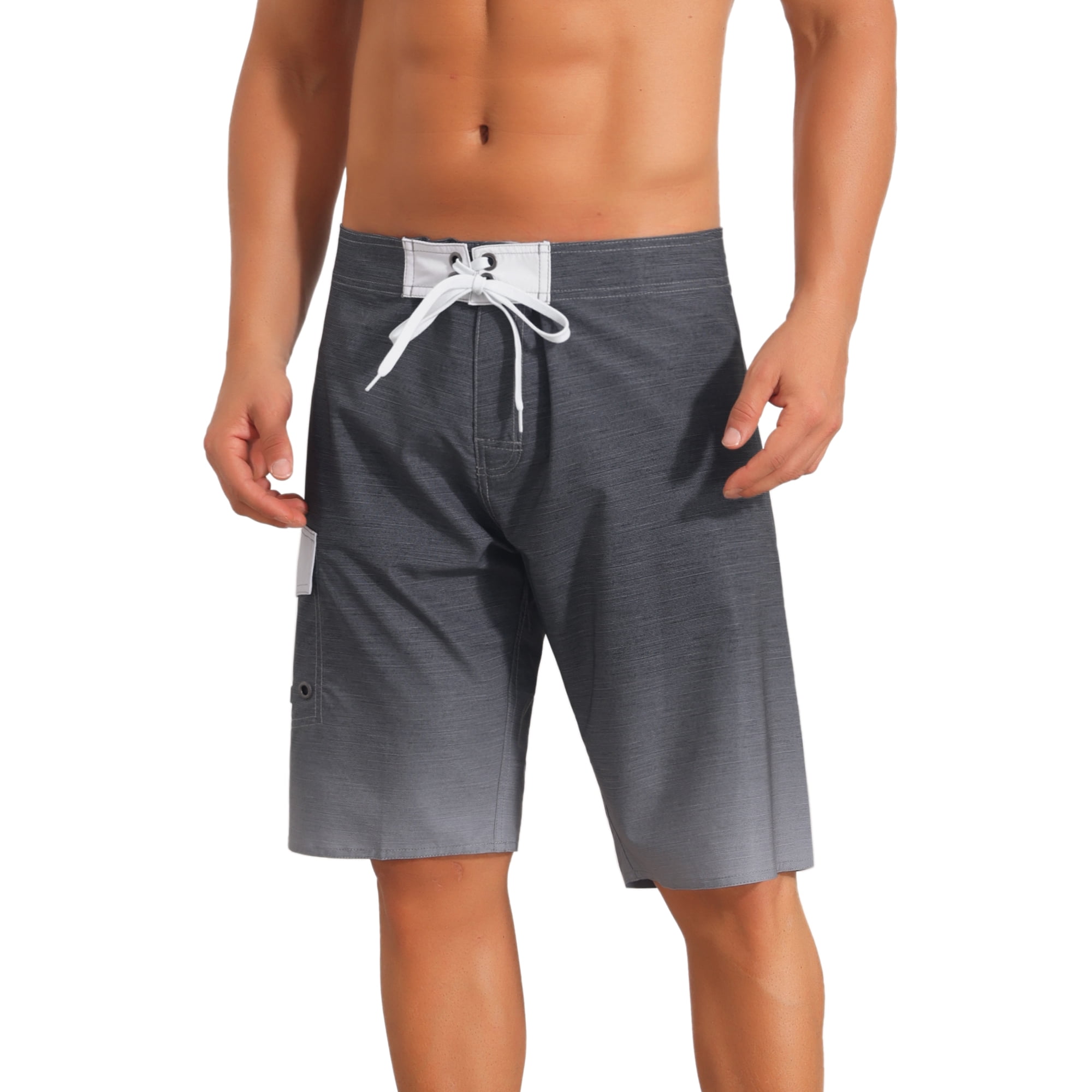 DARING DIVA Men's Colorblock Beach Shorts Drawstring Shorts with Side Pocket 38 Dark Gray
