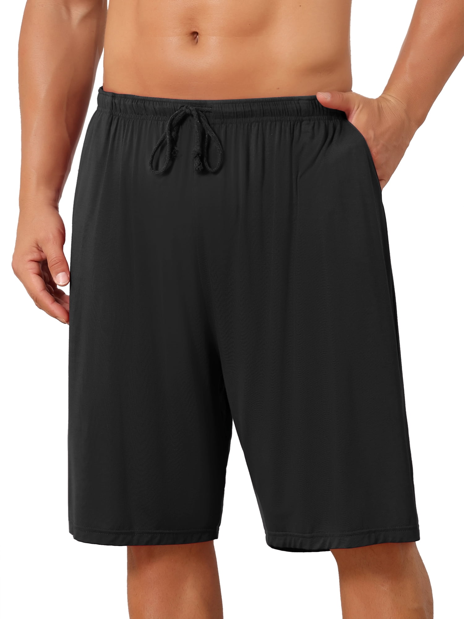 DARING DIVA Men's Comfortable Solid Lounge Drawstring Pajama Shorts 28 Black