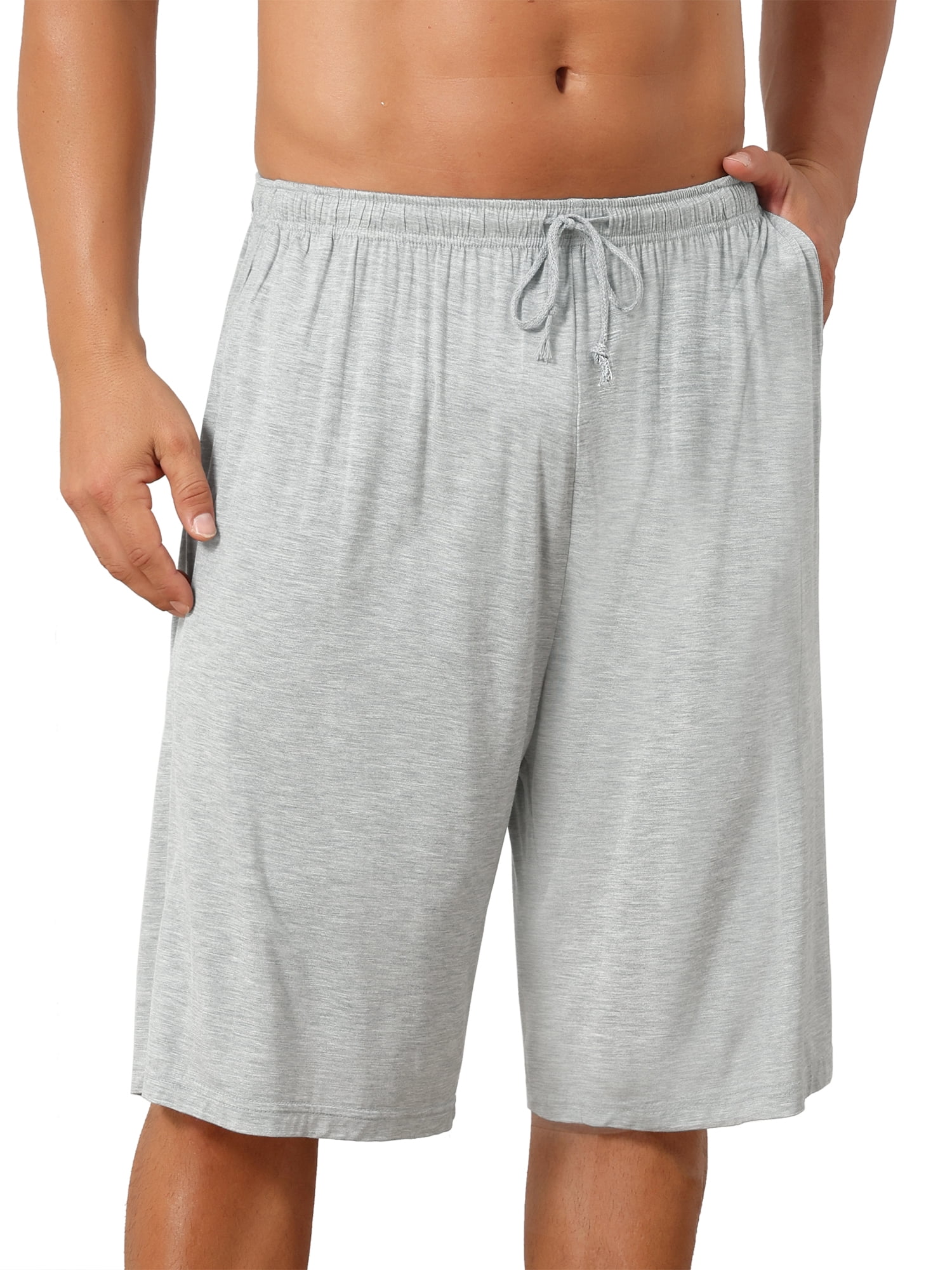 DARING DIVA Men's Comfortable Solid Lounge Drawstring Pajama Shorts 32 Light Gray