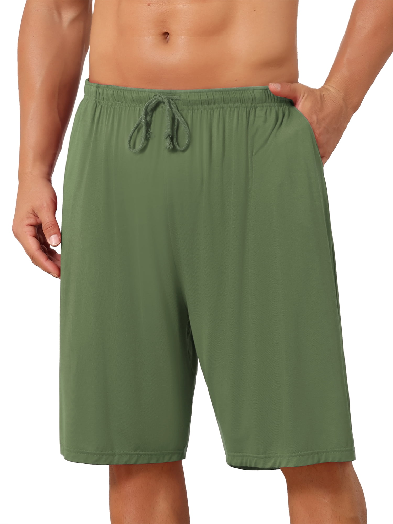 DARING DIVA Men's Comfortable Solid Lounge Drawstring Pajama Shorts 32 Olive Green