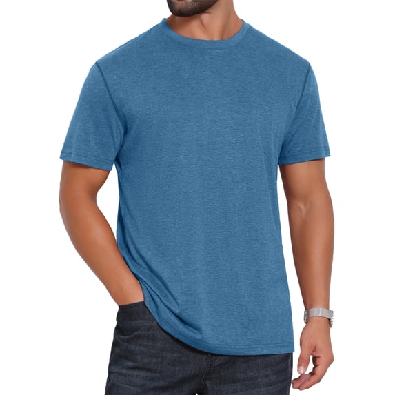 DARING DIVA Men's Crew Neck Short Sleeve Solid Color Retro Style T-Shirt 2XL Blue