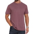 thumbnail image 1 of DARING DIVA Men's Crew Neck Short Sleeve Solid Color Retro Style T-Shirt XL Burgundy, 1 of 7