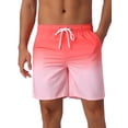 thumbnail image 1 of DARING DIVA Men's Gradient Color Drawstring Elastic Waist Lining Swimming Trunks 30 Pink, 1 of 6