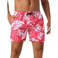 thumbnail image 1 of DARING DIVA Men's Drawstring Elastic Waist Mesh Lining Board Shorts 34 Red, 1 of 6