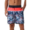 thumbnail image 1 of DARING DIVA Men's Elastic Waist Drawstring Hawaiian Print Athletic Swim Trunks 36 Black Red, 1 of 6