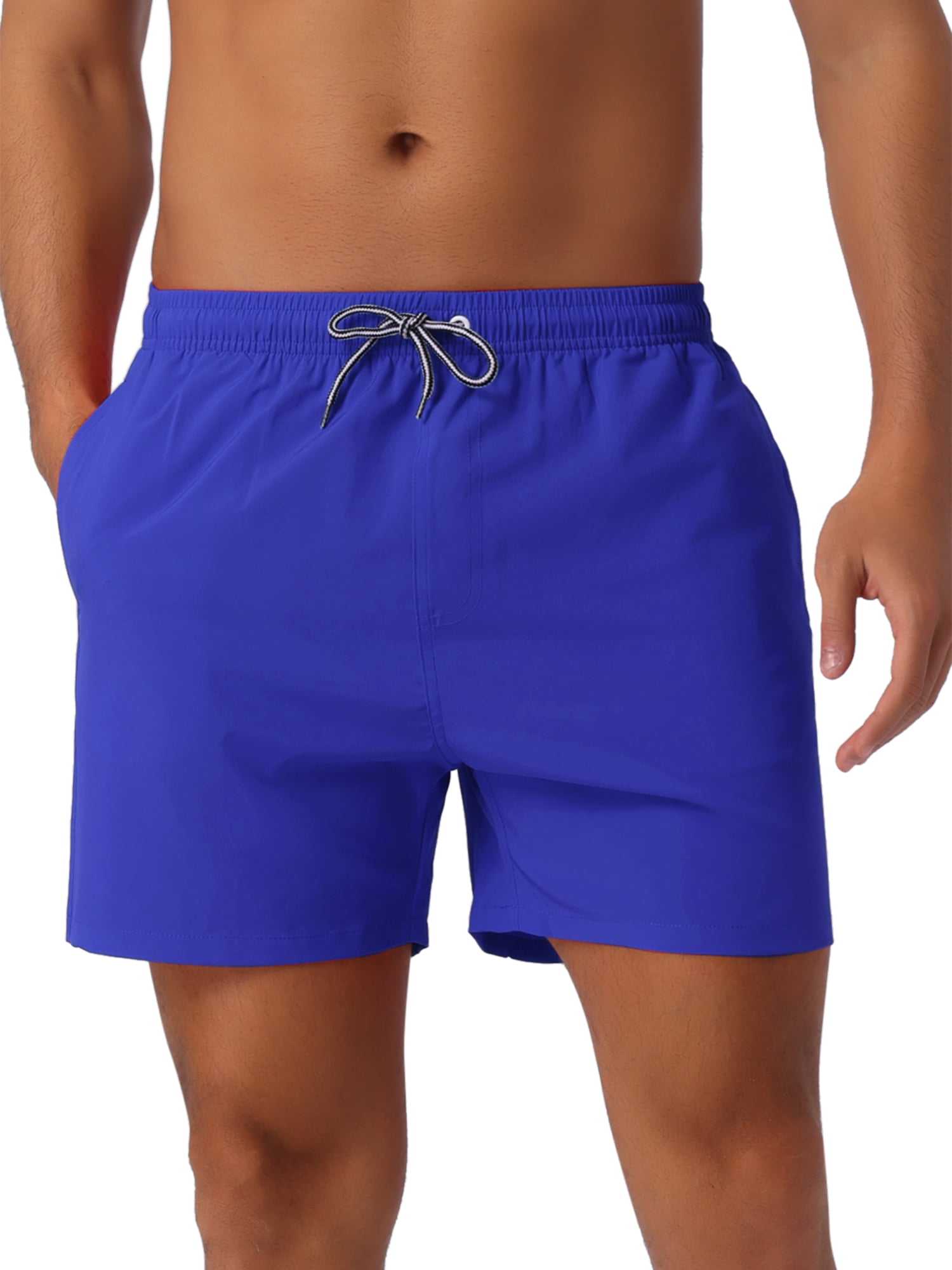 DARING DIVA Men's Drawstring Waist Side Pockets Mesh Lining Beach Swim Trunks 28 Blue