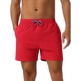 thumbnail image 1 of DARING DIVA Men's Drawstring Waist Side Pockets Mesh Lining Beach Swim Trunks 32 Red, 1 of 5