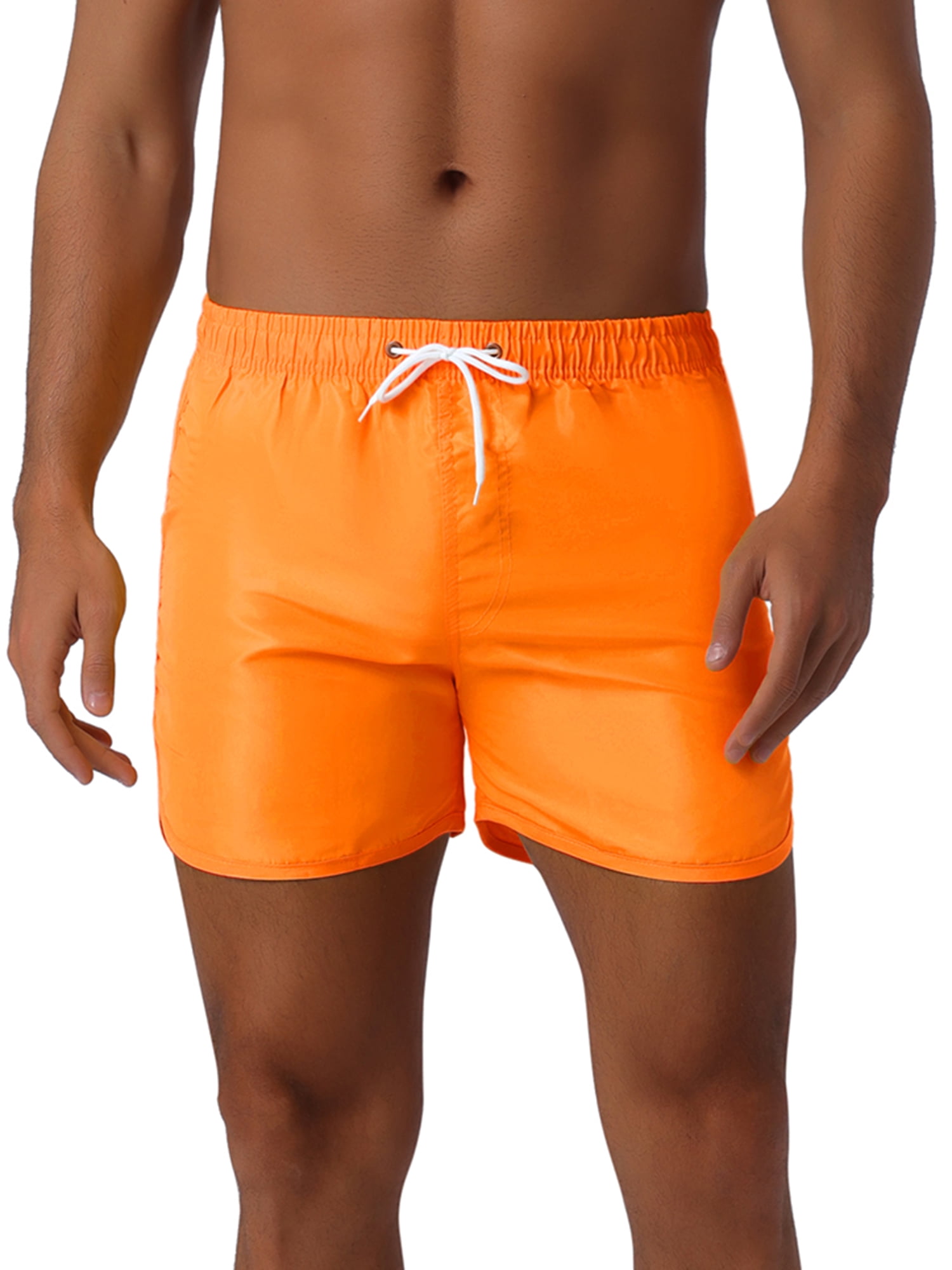 DARING DIVA Men's Elastic Waist Drawstring Beach Board Shorts 28 Orange