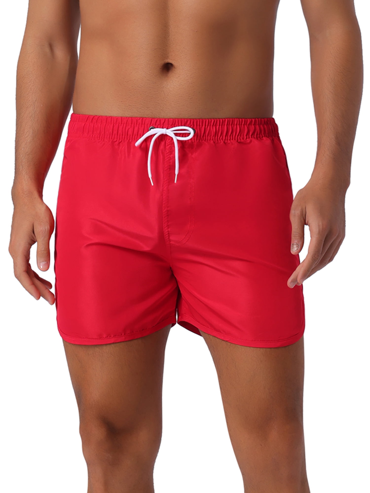 DARING DIVA Men's Elastic Waist Drawstring Beach Board Shorts 32 Red