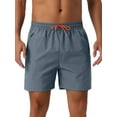 thumbnail image 1 of DARING DIVA Men's Elastic Waist Drawstring Mesh Lining Beach Shorts 28 Gray, 1 of 6