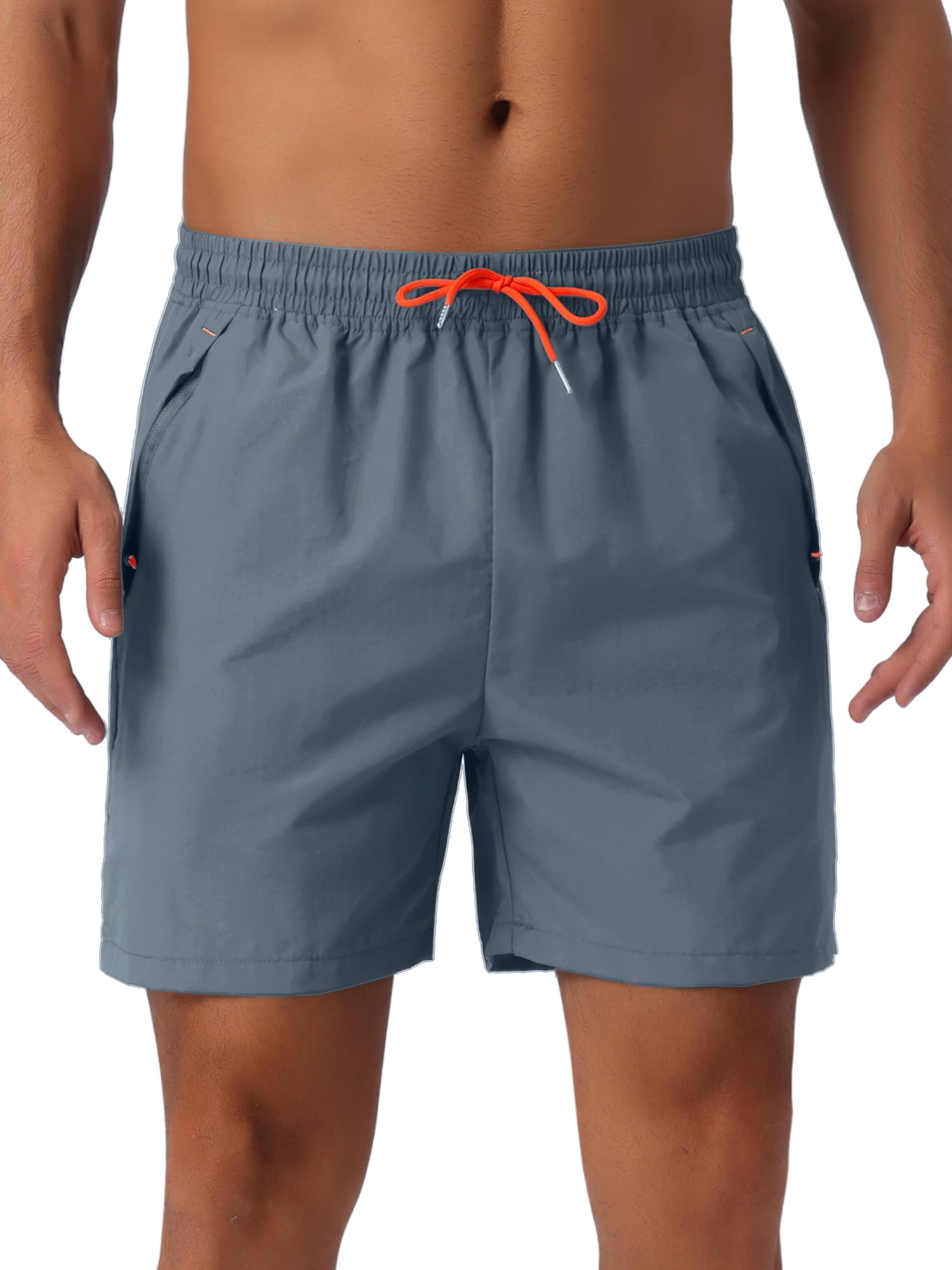 DARING DIVA Men's Elastic Waist Drawstring Mesh Lining Beach Shorts 32 Gray
