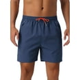 thumbnail image 1 of DARING DIVA Men's Elastic Waist Drawstring Mesh Lining Beach Shorts 34 Dark Blue, 1 of 6