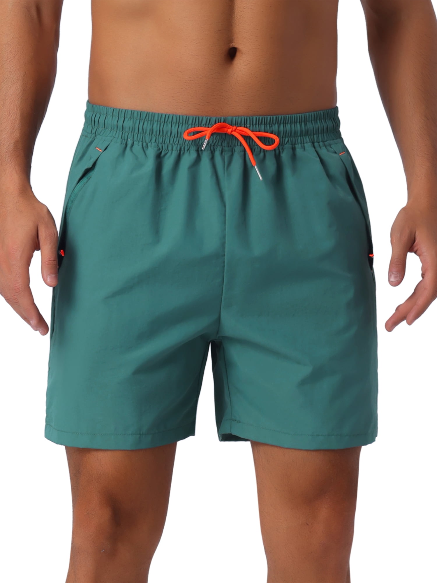 DARING DIVA Men's Elastic Waist Drawstring Mesh Lining Beach Shorts 34 Green