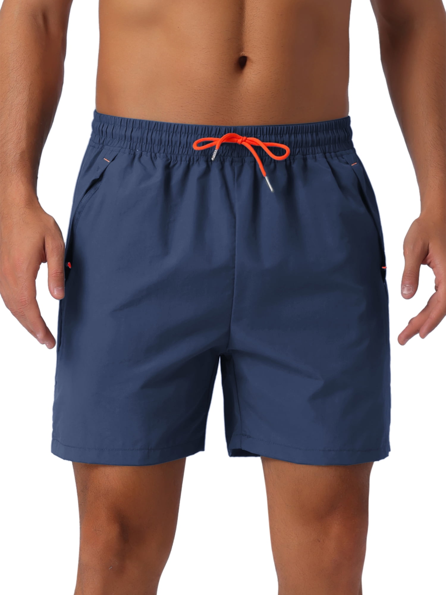 DARING DIVA Men's Elastic Waist Drawstring Mesh Lining Beach Shorts 36 Dark Blue