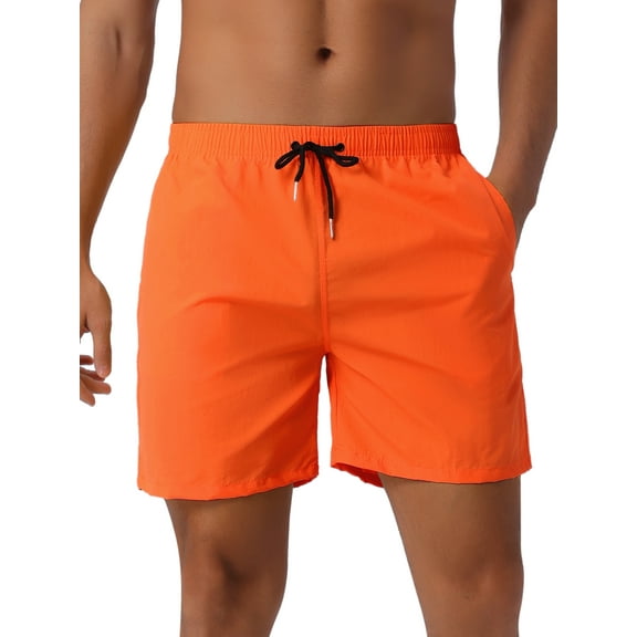 DARING DIVA Men's Elastic Waist Drawstring Surfing Board Shorts 32 Orange