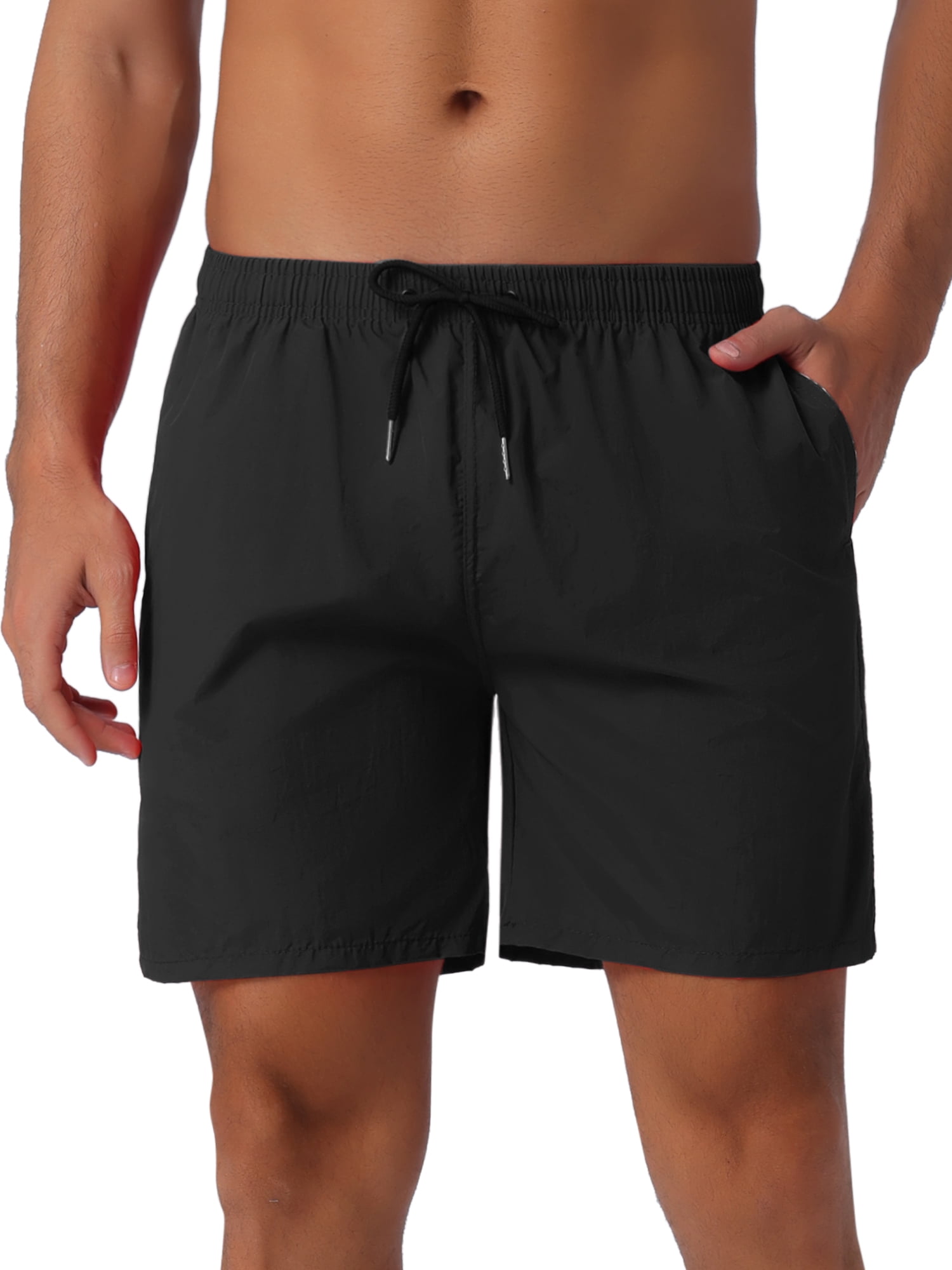 DARING DIVA Men's Elastic Waist Drawstring Surfing Board Shorts 36 Black