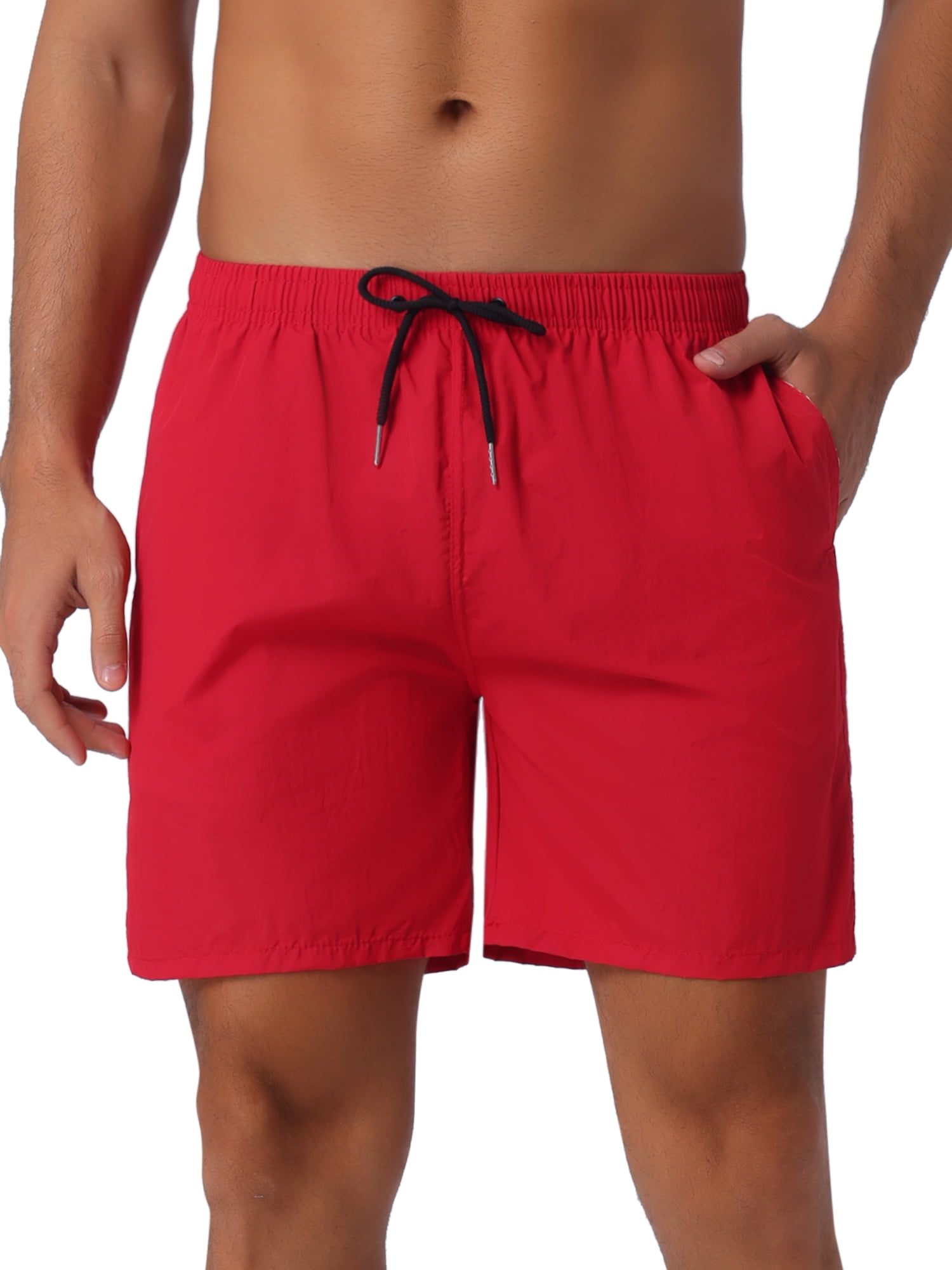 DARING DIVA Men's Elastic Waist Drawstring Surfing Board Shorts 36 Red