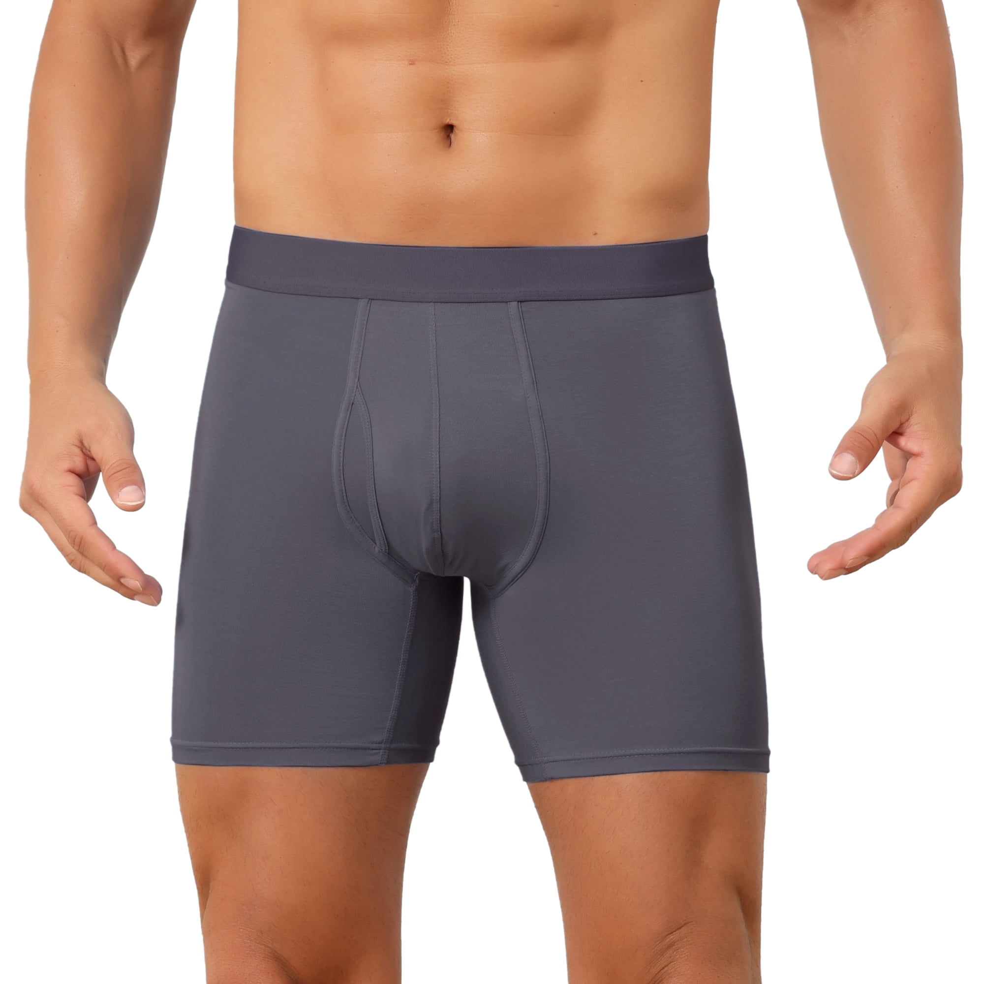 DARING DIVA Men's Elastic Waistband Soft Mid-Waisted Solid Underwear 34 Dark Gray