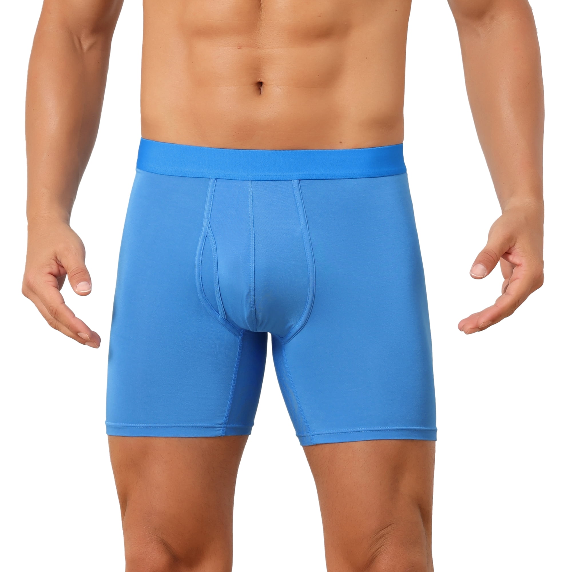 DARING DIVA Men's Elastic Waistband Soft Mid-Waisted Solid Underwear 38 Blue