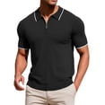 thumbnail image 1 of DARING DIVA Men's Formal Short Sleeved Zipper Slim Fit Classic Polo Shirts S Black, 1 of 5