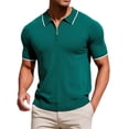 thumbnail image 1 of DARING DIVA Men's Formal Short Sleeved Zipper Slim Fit Classic Polo Shirts S Green, 1 of 5
