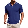 thumbnail image 1 of DARING DIVA Men's Formal Short Sleeved Zipper Slim Fit Classic Polo Shirts XL Navy Blue, 1 of 5