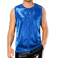 thumbnail image 1 of DARING DIVA Men's Glitter Tank Top Sleeveless Disco See Through Sparkly Vest S Blue, 1 of 6