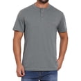 thumbnail image 1 of DARING DIVA Men's Henley Crew Neck Short Sleeve Button Down T-Shirt M Gray, 1 of 7