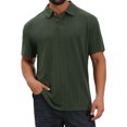 thumbnail image 1 of DARING DIVA Men's Jacquard Short Sleeve Button Down Collared Polo Shirts S Green, 1 of 7