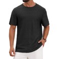thumbnail image 1 of DARING DIVA Men's Knitted T-Shirts Short Sleeve Crew Neck Jacquard T-Shirt S Black, 1 of 7