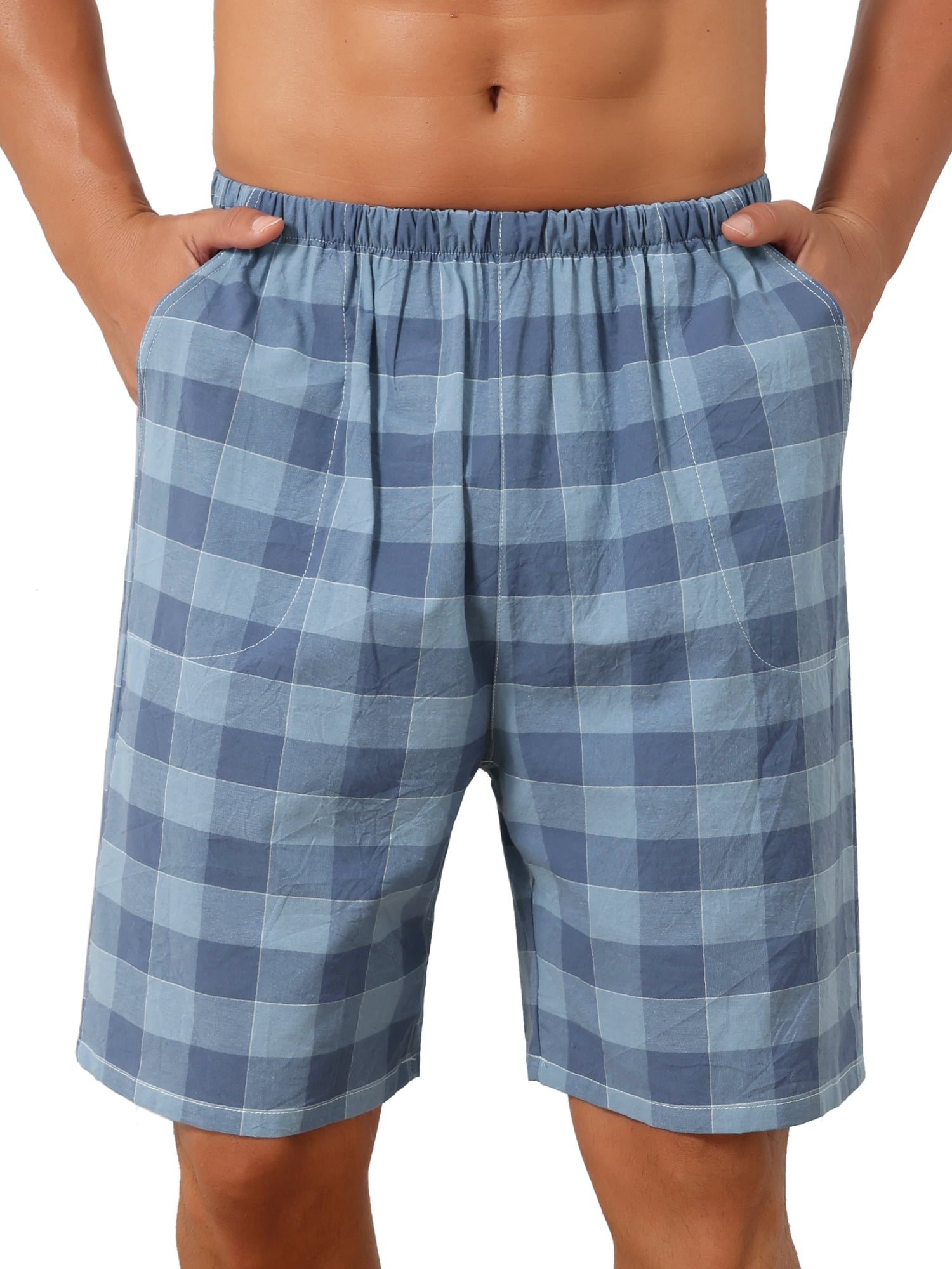 DARING DIVA Men's Lightweight Cotton Sleepwear Shorts with Pockets 28 Dark Blue