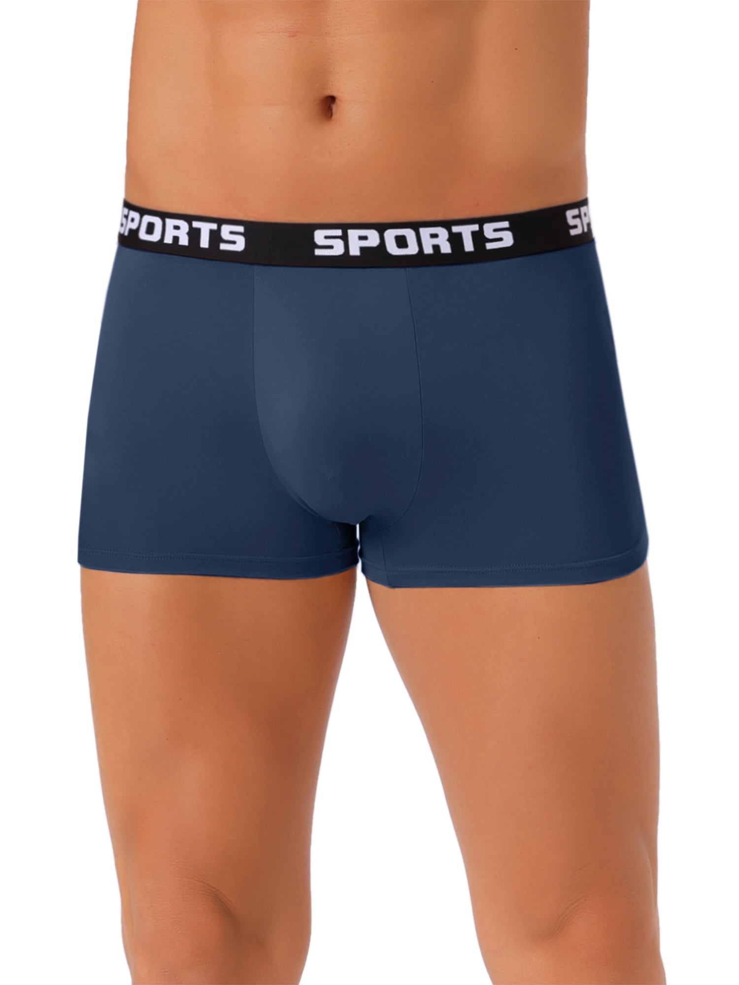 DARING DIVA Men's Lightweight Short Leg Stretch Boxer Briefs 34 Navy Blue