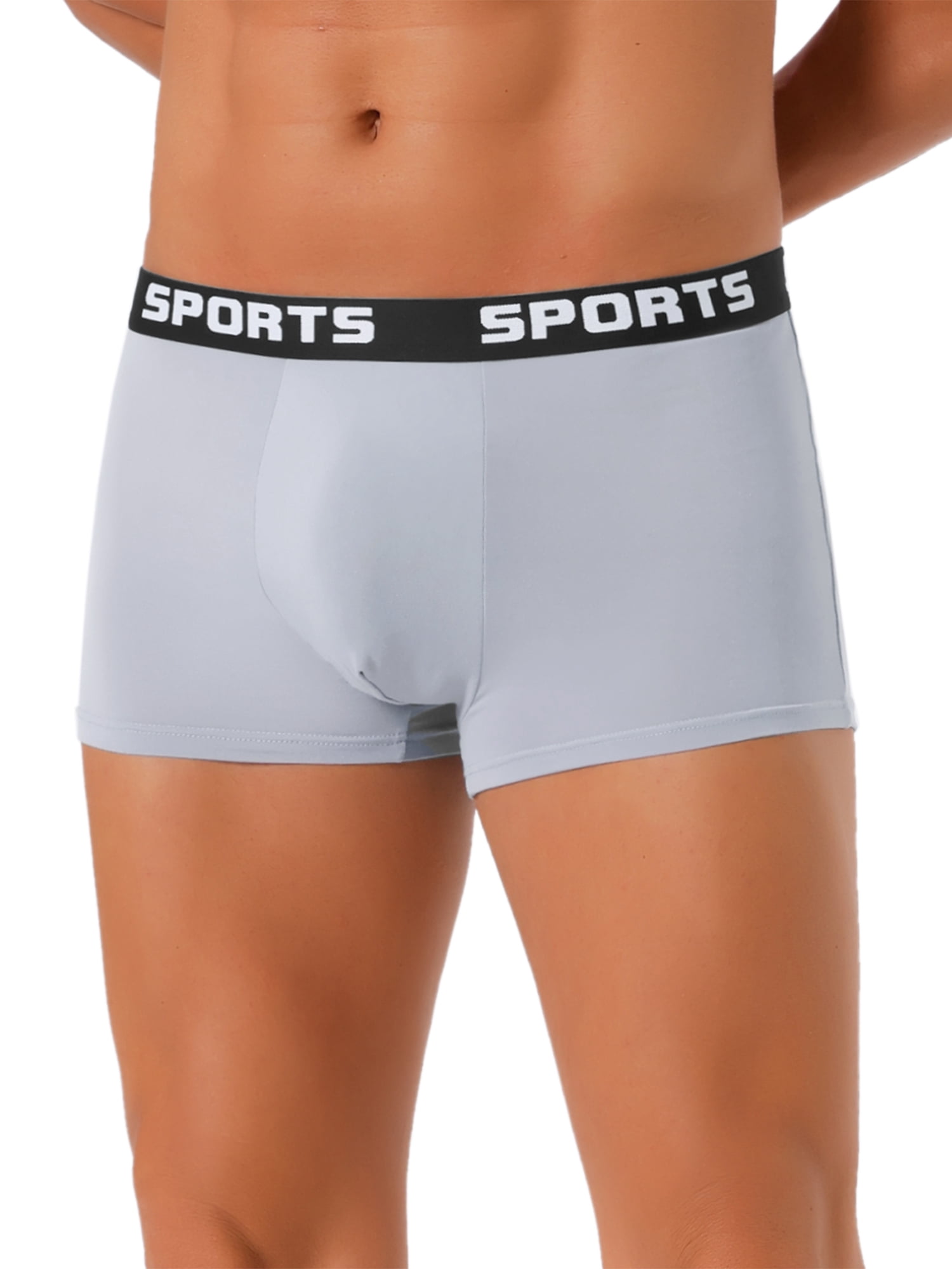 DARING DIVA Men's Lightweight Short Leg Stretch Boxer Briefs 36 Light Gray