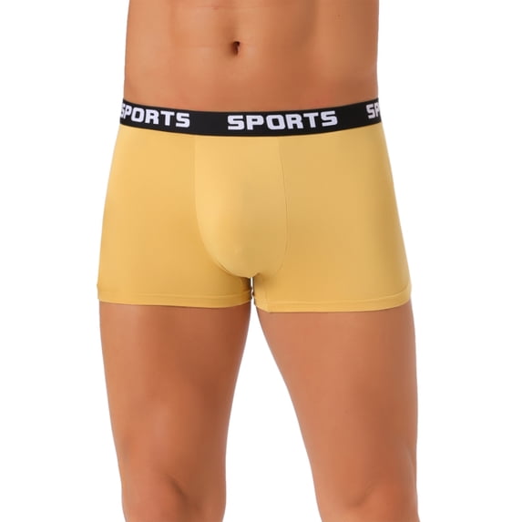 DARING DIVA Men's Lightweight Short Leg Stretch Boxer Briefs 36 Yellow