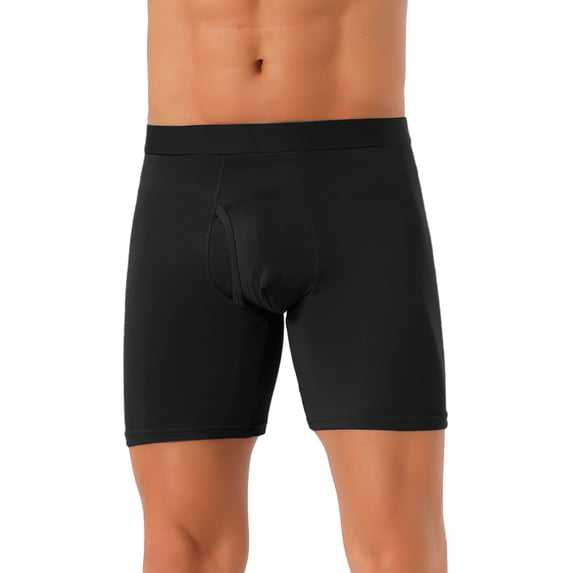 DARING DIVA Men's Lightweight Solid Color Soft Stretch Open-fly Boxer Briefs 28 Black