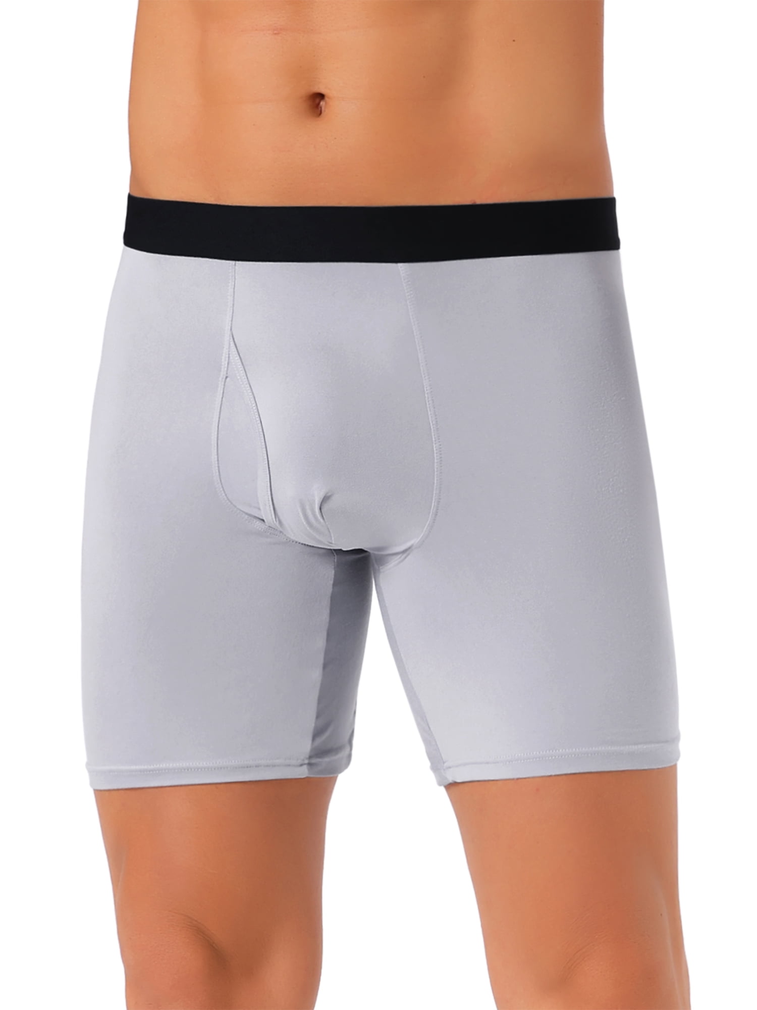DARING DIVA Men's Lightweight Solid Color Soft Stretch Open-fly Boxer Briefs 28 Light Gray