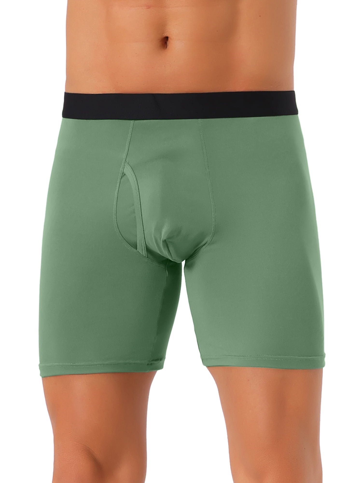 DARING DIVA Men's Lightweight Solid Color Soft Stretch Open-fly Boxer Briefs 34 Green