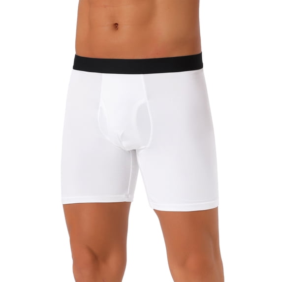 DARING DIVA Men's Lightweight Solid Color Soft Stretch Open-fly Boxer Briefs 34 White