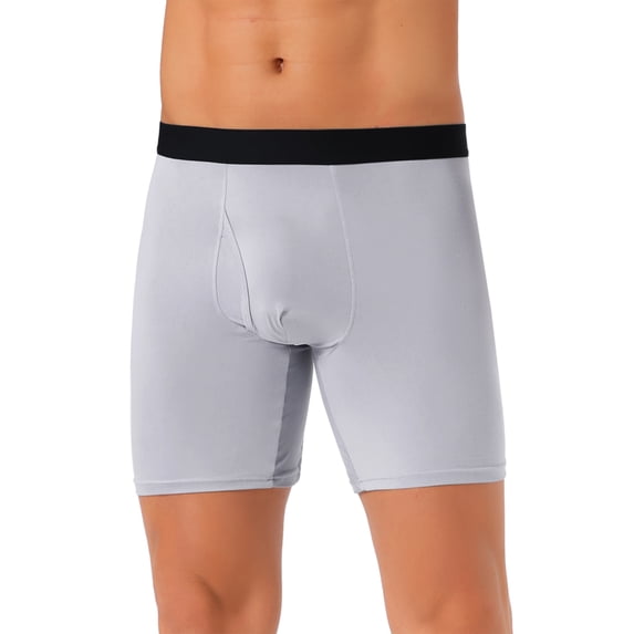 DARING DIVA Men's Lightweight Solid Color Soft Stretch Open-fly Boxer Briefs 36 Light Gray