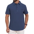 thumbnail image 1 of DARING DIVA Men's Linen Chest Pocket Short Sleeve Casual Hawaiian Shirts 2XL Dark Blue, 1 of 7