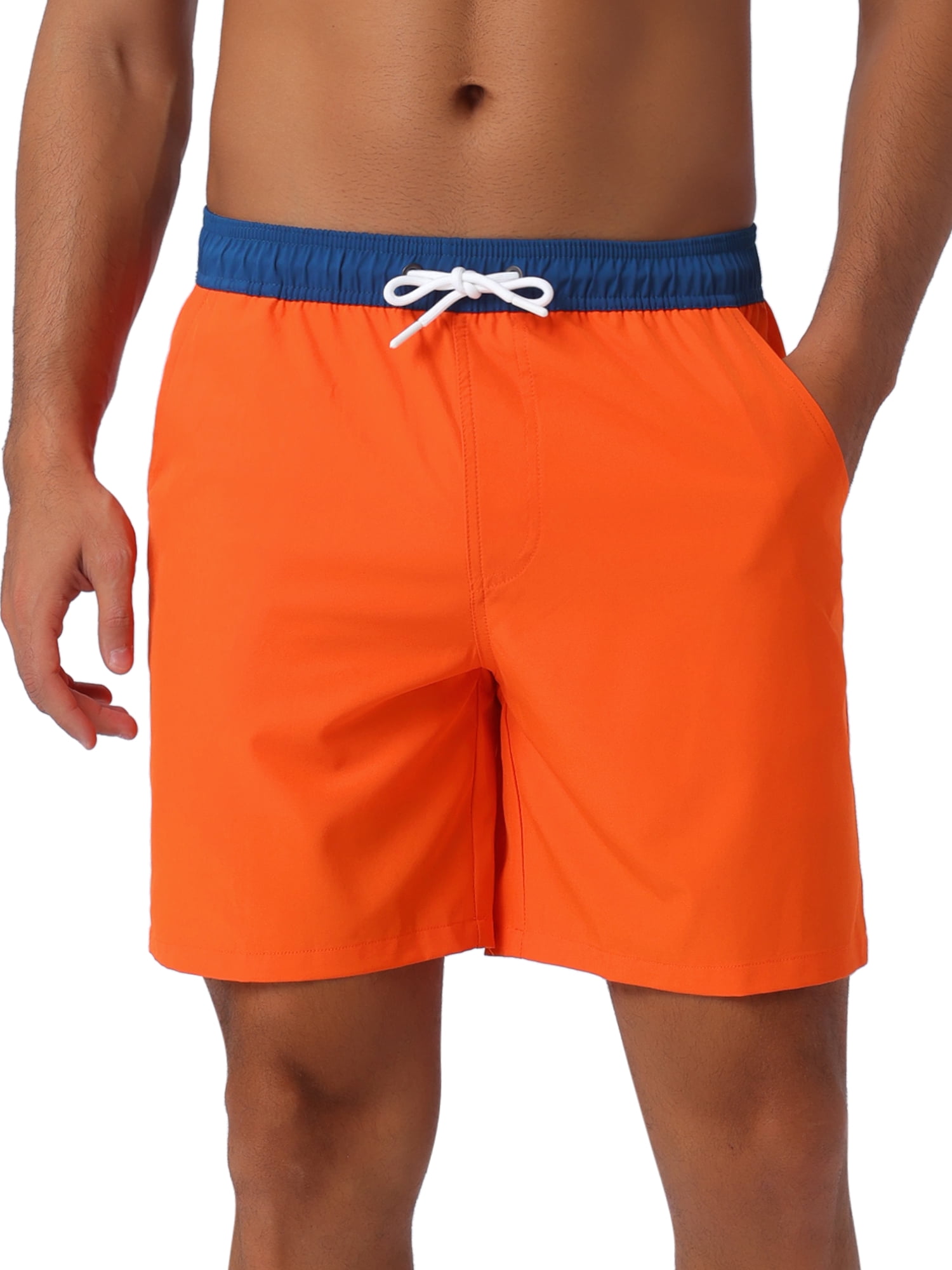 DARING DIVA Men's Lining Surfing Drawstring Swimming Shorts 30 Orange